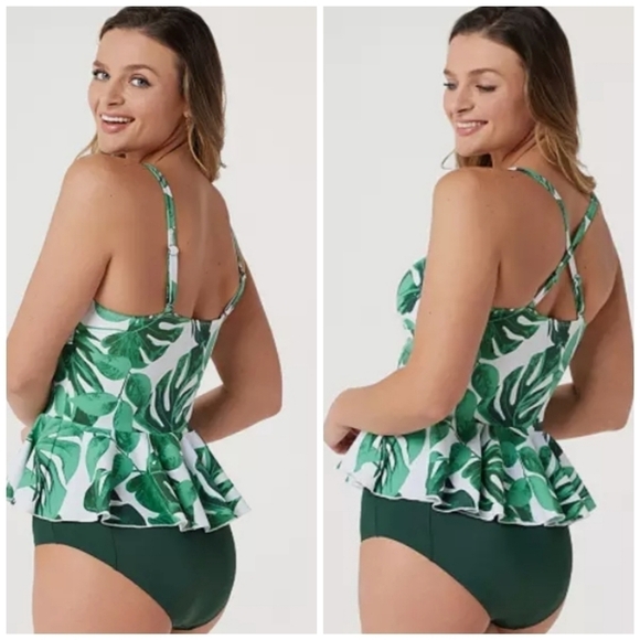 G.I.L.I. Floral Peplum Tankini High Waisted Bottoms Swimsuit Set - Picture 12 of 16